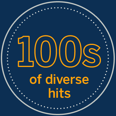 100s of diverse hits